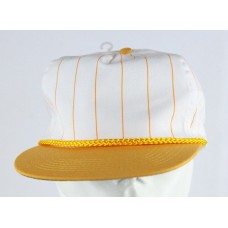 White Vintage Snapback Trucker Captain Cap Yellow Pinstripe 80s Hat  eb-79374450